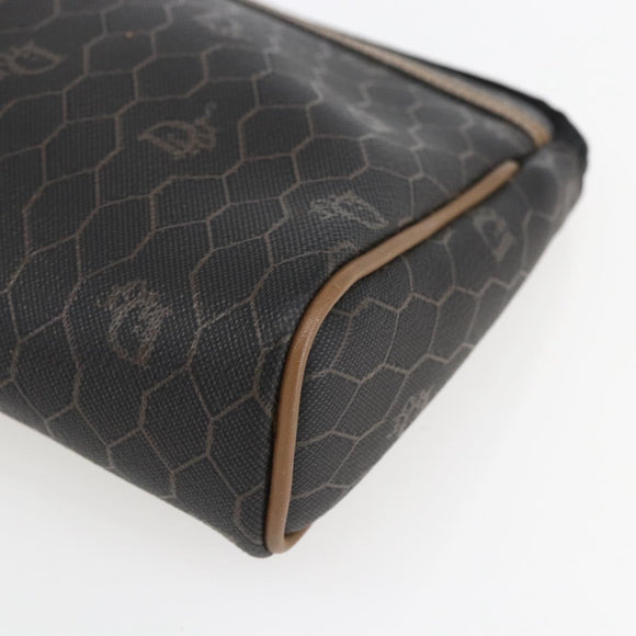 Christian Dior Honeycomb Canvas Etui PVC Leer Zwart Auth ti3762