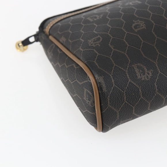 Christian Dior Honeycomb Canvas Etui PVC Leer Zwart Auth ti3762