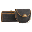 Christian Dior Honeycomb Canvas Clutch Bag PVC 2 Set Black Auth ti3763-1