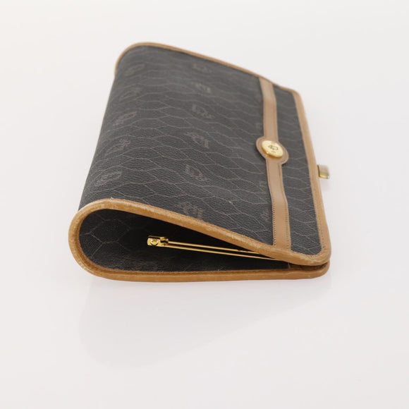 Christian Dior Honeycomb Canvas Clutch Bag PVC 2 Set Black Auth ti3763