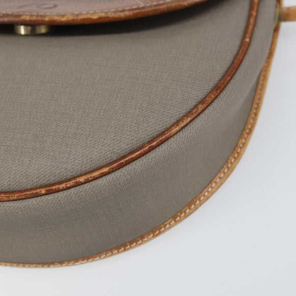 Christian Dior Shoulder Bag PVC Leather Gray Gold Auth ti3764