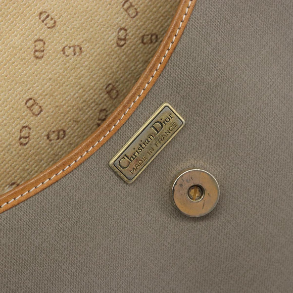 Christian Dior Shoulder Bag PVC Leather Gray Gold Auth ti3764