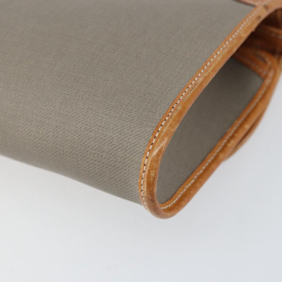 Christian Dior Shoulder Bag PVC Leather Gray Gold Auth ti3765