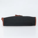 SAINT LAURENT Shoulder Bag Canvas Leather Black Brown gold Auth ti3767-5