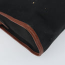 SAINT LAURENT Shoulder Bag Canvas Leather Black Brown gold Auth ti3767-16