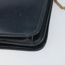 Christian Dior Chain Shoulder Bag Leather Navy Gold Auth ti3768-12