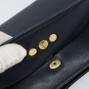 Christian Dior Chain Shoulder Bag Leather Navy Gold Auth ti3768-15