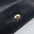 Christian Dior Chain Shoulder Bag Leather Navy Gold Auth ti3768-16