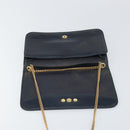 Christian Dior Chain Shoulder Bag Leather Navy Gold Auth ti3768-17