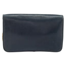 Christian Dior Chain Shoulder Bag Leather Navy Gold Auth ti3768-3