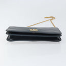 Christian Dior Chain Shoulder Bag Leather Navy Gold Auth ti3768-9