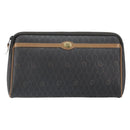 Christian Dior Honeycomb Canvas Pouch PVC Leather Black Auth ti3769-13