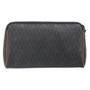 Christian Dior Honeycomb Canvas Pouch PVC Leather Black Auth ti3769-2