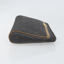 Christian Dior Honeycomb Canvas Pouch PVC Leather Black Auth ti3769-3