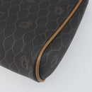 Christian Dior Honeycomb Canvas Pouch PVC Leather Black Auth ti3769-7