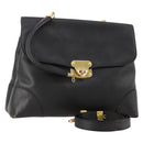 BOTTEGA VENETA Hand Bag Leather Black Gold Auth ti3770-1