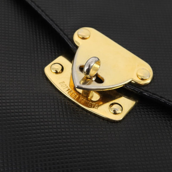 BOTTEGA VENETA Hand Bag Leather Black Gold Auth ti3770