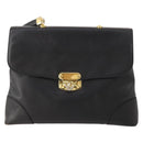 BOTTEGA VENETA Hand Bag Leather Black Gold Auth ti3770-13