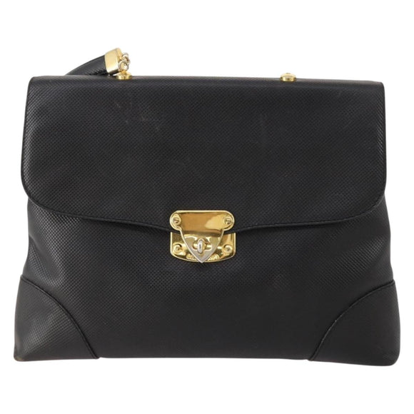 BOTTEGA VENETA Hand Bag Leather Black Gold Auth ti3770