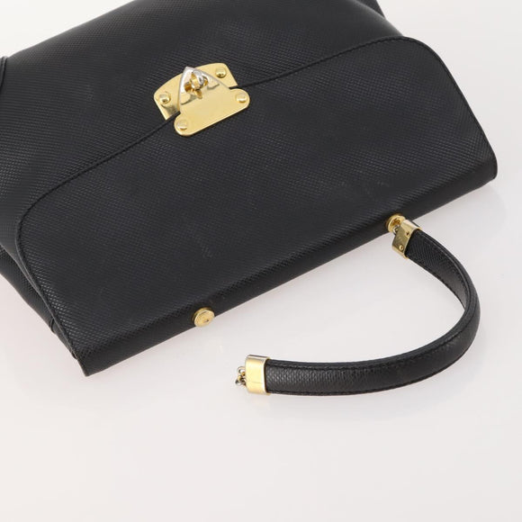 BOTTEGA VENETA Hand Bag Leather Black Gold Auth ti3770