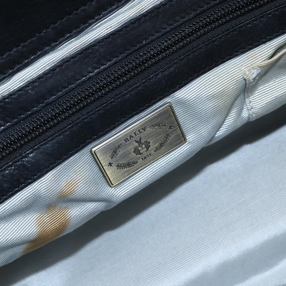 BALLY Hand Bag Leather Black Auth ti3771