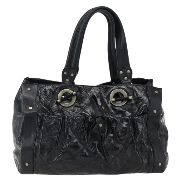 BALLY Hand Bag Leather Black Auth ti3771