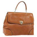 BOTTEGA VENETA Hand Bag Leather Brown Gold Auth ti3772-1