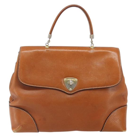 BOTTEGA VENETA Hand Bag Leather Brown Gold Auth ti3772