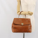 BOTTEGA VENETA Hand Bag Leather Brown Gold Auth ti3772-23