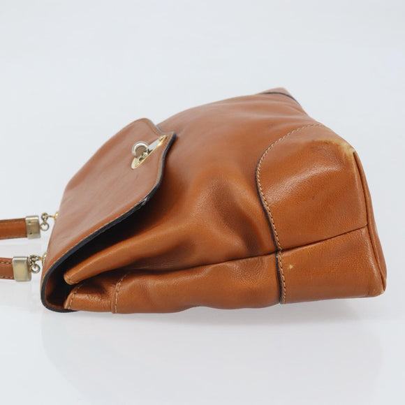 BOTTEGA VENETA Hand Bag Leather Brown Gold Auth ti3772