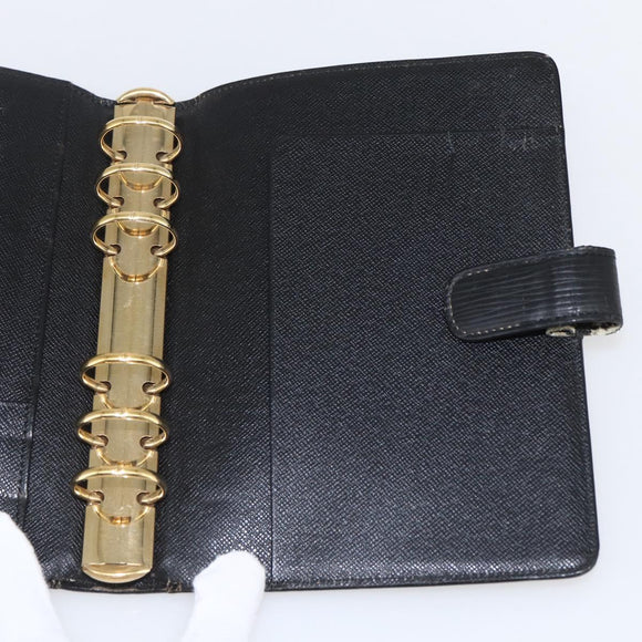 LOUIS VUITTON Epi Agenda MM Day Planner Cover Black R20042 LV Auth ti3778
