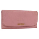 Miu Miu Long Wallet Leather Pink Auth ti3779-1