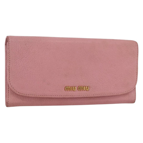 Miu Miu Long Wallet Leather Pink Auth ti3779