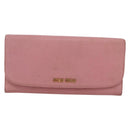 Miu Miu Long Wallet Leather Pink Auth ti3779-13