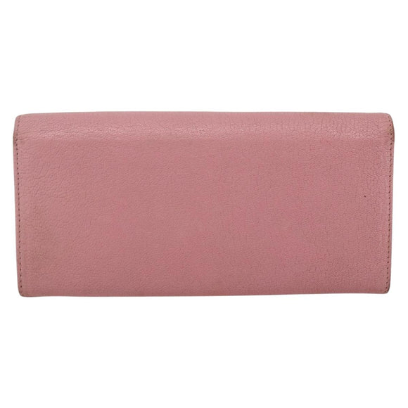 Miu Miu Long Wallet Leather Pink Auth ti3779
