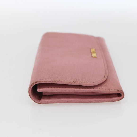 Miu Miu Long Wallet Leather Pink Auth ti3779