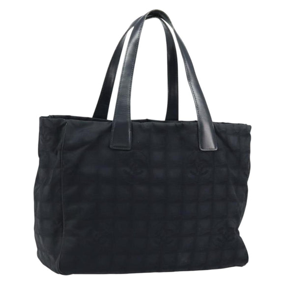 CHANEL New Travel Line Tote Bag Nylon Black Gold CC Auth ti3781
