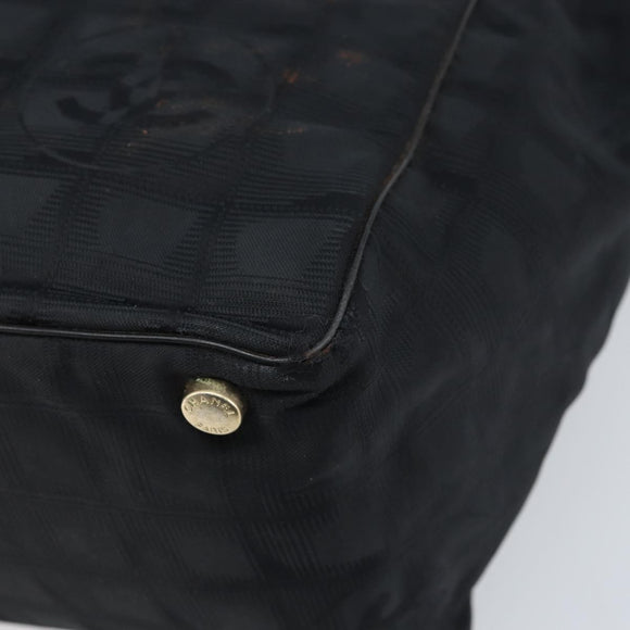 CHANEL New Travel Line Tote Bag Nylon Black Gold CC Auth ti3781