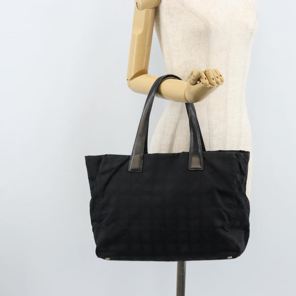 CHANEL New Travel Line Tote Bag Nylon Black Gold CC Auth ti3781