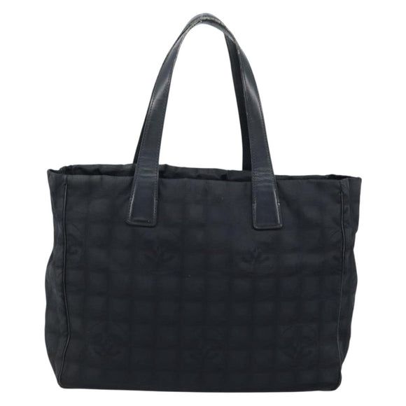 CHANEL New Travel Line Tote Bag Nylon Black Gold CC Auth ti3781