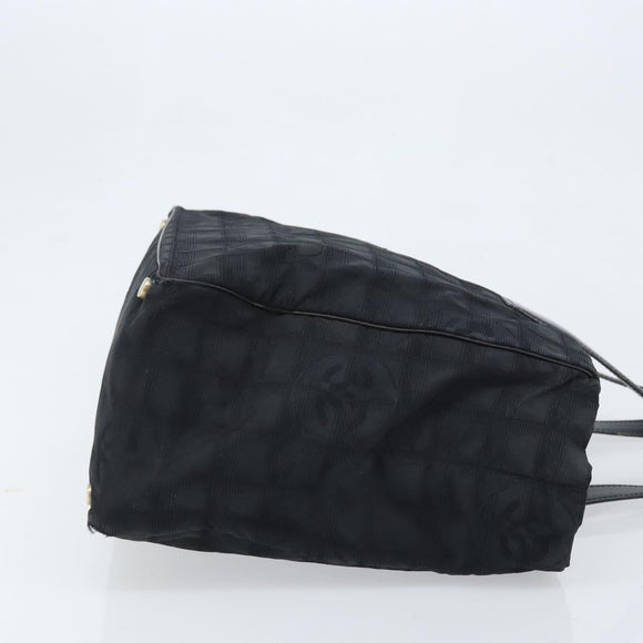 CHANEL New Travel Line Tote Bag Nylon Black Gold CC Auth ti3781