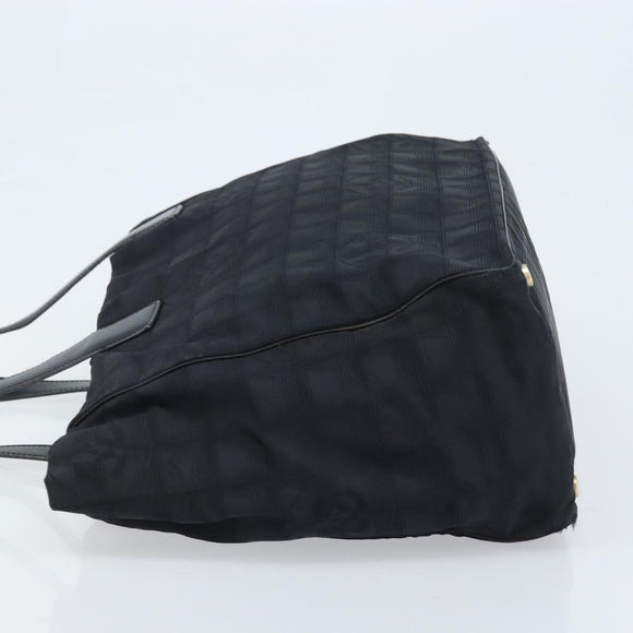 CHANEL New Travel Line Tote Bag Nylon Black Gold CC Auth ti3781