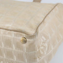 CHANEL New Travel Line Tote Bag Nylon Beige Gold CC Auth ti3788-14