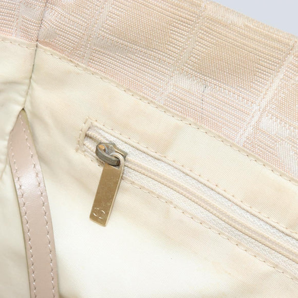 CHANEL New Travel Line Tote Bag Nylon Beige Gold CC Auth ti3788