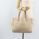 CHANEL New Travel Line Tote Bag Nylon Beige Gold CC Auth ti3788-22