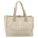 CHANEL New Travel Line Tote Bag Nylon Beige Gold CC Auth ti3788-2