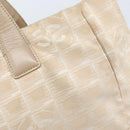 CHANEL New Travel Line Tote Bag Nylon Beige Gold CC Auth ti3789-14