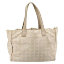 CHANEL New Travel Line Tote Bag Nylon Beige Gold CC Auth ti3789-3