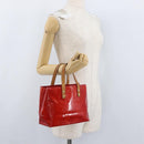 LOUIS VUITTON Monogram Vernis Reade PM Hand Bag Red Rouge M91088 LV Auth ti3791-23