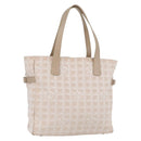 CHANEL New Travel Line Tote Bag Nylon Beige Silver CC Auth ti3793-1
